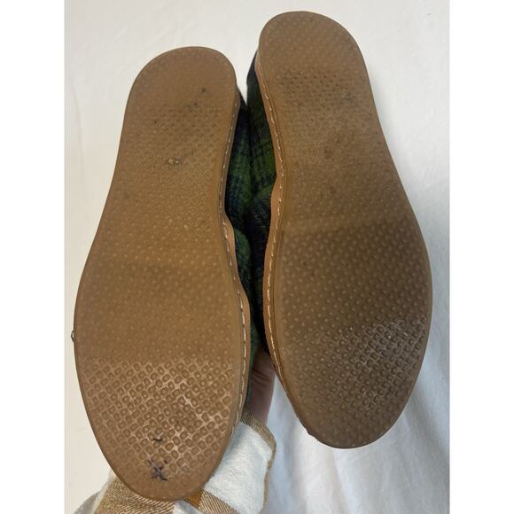 TOMS Alpargata Leather Wrap Slip On Shoes Size 8 Galapagos Green Plaid Bow - Picture 6 of 6